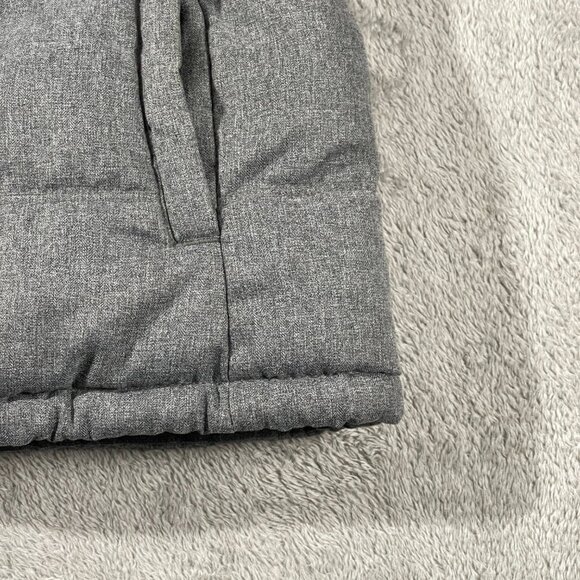 Old Navy Gray Quilted Puffer Vest M Fleece Lined Zip Up Winter Jacket T Neck - Picture 2 of 11